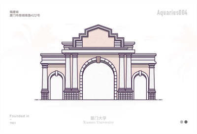 中國(guó)大學(xué)特色校門icon描邊風(fēng)設(shè)計(jì)